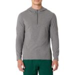 Mens Athletic Soft Performance Lightweight Quarter-Zip Long Sleeve Running Gym with Hood – Hoodie