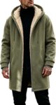 Mens Coat Sherpa Lined Hoodie Mid Length Outerwear Thick Warm Jumper