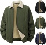 Mens Fleece Lined Jacket Thickened Winter Jackets Warm Full Zip Coat