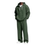 Mens Gym Joggers and Zip Hoodies Set Army Green XXL