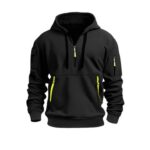 Mens Half Zip Fleece Hoodie with Pockets