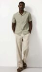Mens Light Green Stripe Print Seersucker Revere Neck Shirt ( S to 3XL ) – Free click and collect