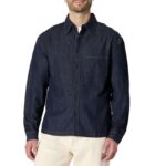 Mens Modern Oversized-Fit Denim Button-Down Shirt, Rinse – Size XL