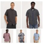 Mens Navy Checked Shirt £5 / Navy Checked Shirt £6 / Burgundy Printed Shirt £4 / Blue Ribbed Fine Knit Short Sleeve Shirt £7 – Free C&C