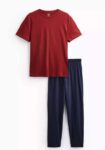 Mens Red Jersey 2 piece Cotton Pyjama Set XS – XXL / or Grey & Black Pyjamas – free click and collect