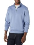 Mens Regular Fit Long-Sleeve Quarter-Zip Casual Smart Pullover Fleece Sweatshirt, Blue, Size Small