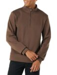 Mens Regular Fit Long-Sleeve Quarter-Zip Casual Smart Pullover Fleece Sweatshirt, Brown – Size XL