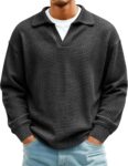 Mens T Shirt Mens Polos Warm Suitable Sweater Waffle Knit Sweatshirt