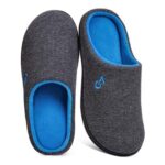 Mens Two-Tone Memory Foam Slipper Dark Gray/Blue UK 10-11