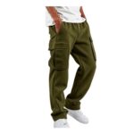 Mens Wide Leg Trousers Baggy Joggers Streetwear Army Green