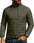 Mens Winter Jacket Quilted Cotton Jacket Stand Collar Outwear Warm Coat