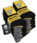 Mens Work Socks Heavy Duty Cushioned Crew Durable 10 Pairs Reinforced Heel & Toe, Terry Cushioned Sole, Moisture Wicking, Sold by Effeet