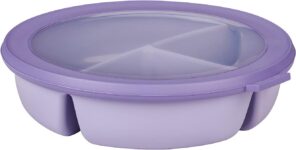 Mepal Bento bowl 3-compartment multibowl round Cirqula Airtight food storage container Separated food storage Meal prep containers & food containers 250 ml, 250 ml & 500 ml Vivid lilac