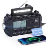 Mesqool 5000mAh Solar Hand Crank, Portable DAB Digital Radio, USB Phone Charger, LED Flashlight Black Or Green Sold By Mesqool/FBA
