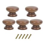 Metany 5-Pack round Wood Drawer Knobs 33mm Walnut with Screws