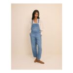 Mid Wash Denim Barrel Leg Dungarees