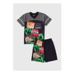 Minecraft Boys Grey Airtex Top & Short Set (5-13yrs) 5 Yrs