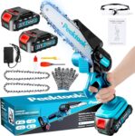 Mini Chainsaw-6 Inch Brushless Motor Cordless Chainsaw with 2 Battery & 2 Chains, Small Battery-Powered Electric Chain Saw with Safety Lock for Tree Trimming Gift for Men Dad Women Husband Father 2026