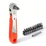 Mini Ratchet Screwdriver Set 1/4 Right Angle Wrench with 10 Bits and Extension (Red) SB jigoupu/FBA
