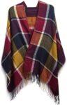 Miss Lulu Damen Schal Winter übergroßer Quadratisch Deckenschal Karo Tartan Streifen Weich mit Fransen für Herbst Winter Weihnachten