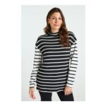 Mixed Stripe Turtle Neck Tunic