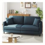 Modern 193cm Teddy 3-Seater Sofa with Square Armrests and Two Throw Pillows