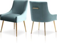 Modern Dining Chairs, Velvet Upholstered Dining Room Chairs with Gold Legs,Tufted Accent Chair Set of 2 for Reception Room Living Room Study Room