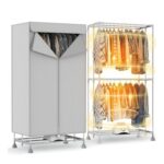 Molxss 1800W Heated Clothes Airer with Cover, 2-Tier Foldable Dryer