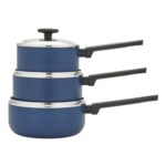 Morphy Richards 3-Piece Saucepan Set, Recycled Aluminium, Non-Stick, Blue