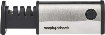 Morphy Richards 4 Stage Retractable Knife Sharpener, Stainless Steel, 4-in-1 Design, Easy Store, Non-Slip Base