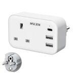 Mscien 2 Pack UK to European Plug Adapter with USB-C, EU Travel Plug