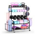 Mythinglogic Dumbbell Rack with Casters, 4-Tier Storage Organizer