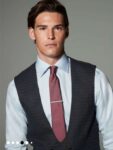 NEXT – Navy Blue Skinny Fit Trimmed Check Suit Waistcoat