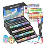 NICETY 144 Colors Acrylic Paint Pens, 72 Brush Tip Markers