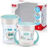 NUK Magic Cup & Mini Magic Sippy Cup Duo Set 360 Anti-Spill Rim 6 Months Leak-Proof 160 ml & 230 ml Mint