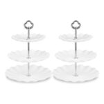 NWK Pack of 2 Large Stable 3-Tier Cupcake Stand round Shape (Silver