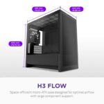 NZXT H3 Flow – Micro-ATX Airflow PC Case – Black