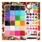 Nails Rhinestones Kit: 24-Color 3mm Flat-Back Resin Stones with Glue