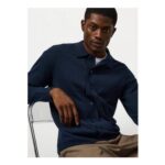 Navy Boucle Button through Cardigan
