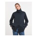 Navy Funnel Neck Trench Coat