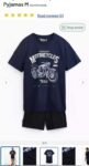 Navy Motorbike Graphic Shortie Pyjamas M