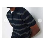Navy Stripe Boucle Knitted Polo Shirt XLtuc147558631