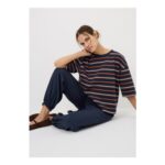 Navy Woven Cuffed Co Ord Trousers