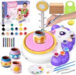 Naxudcoo Pottery Wheel for Kids, Complete Pottery Painting Kit with 4 Packs Air Dry Clay, Arts and Crafts for Kids Ages 6-12, Unicorn Crafts Kit, Birthday Gift for Girls Boys 6 Year Old