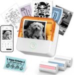 Nelko PM270 Mini Sticker Printer, Sticker Maker Machine, 3 Rolls, Orange