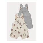 Neutral Strawberry Dungarees 2 Pack