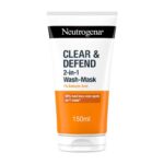Neutrogena Clear & Defend 2 in 1 Wash-Mask (1x 150ml), Purifying Face Wash and Clay Mask for Oily, Spot-Prone Skin