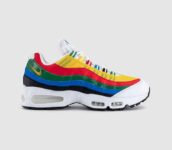 Nike Air Max 95 Trainers White Metallic Gold Chile Red Photo Blue Varsity M