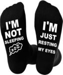Niorasen Funny Gifts for Men Dad, Black Cotton Calf Funny Socks, Size 6-11