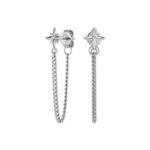 North Star Silver Tone Chain Earrings